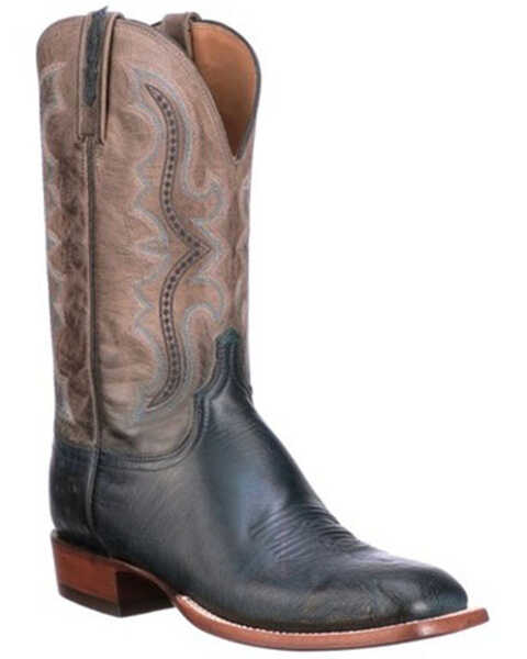 Lucchese Men's Navy Cecil Western Boots - Broad Square Toe, Navy, hi-res
