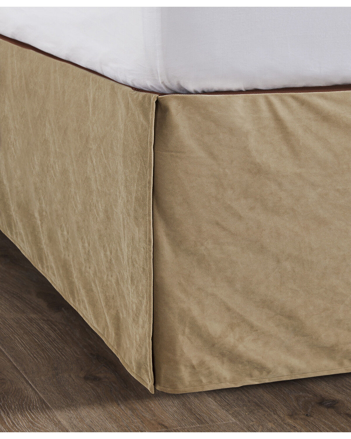 Image #1 - HiEnd Accents Queen Tan Velvet Bedskirt, Tan, hi-res