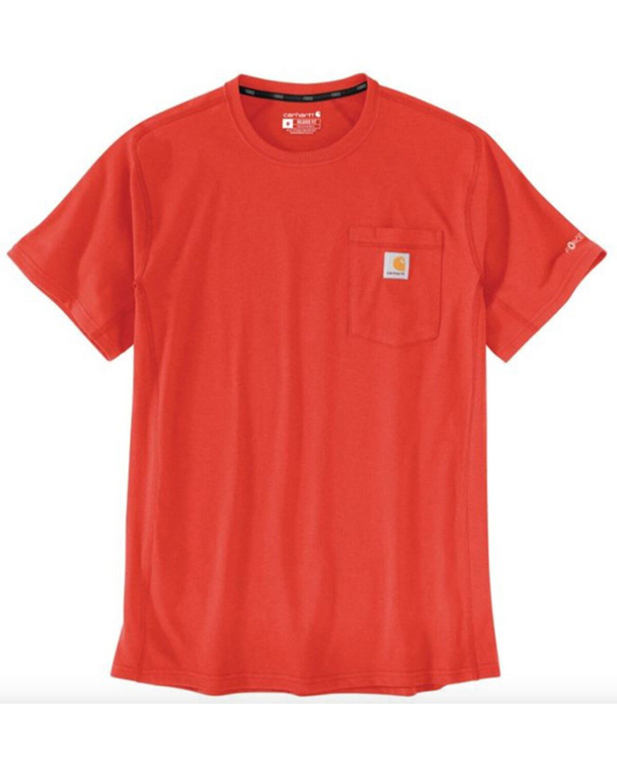 Image #1 - Carhartt Men's Force Relaxed Midweight Logo Pocket Work T-Shirt, Bright Orange, hi-res