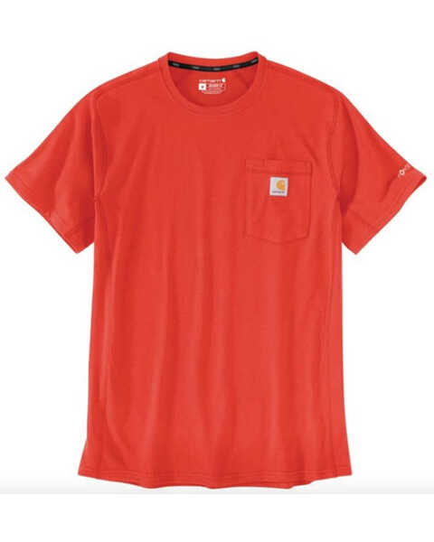 Carhartt Men's Force Relaxed Midweight Logo Pocket Work T-Shirt, Bright Orange, hi-res