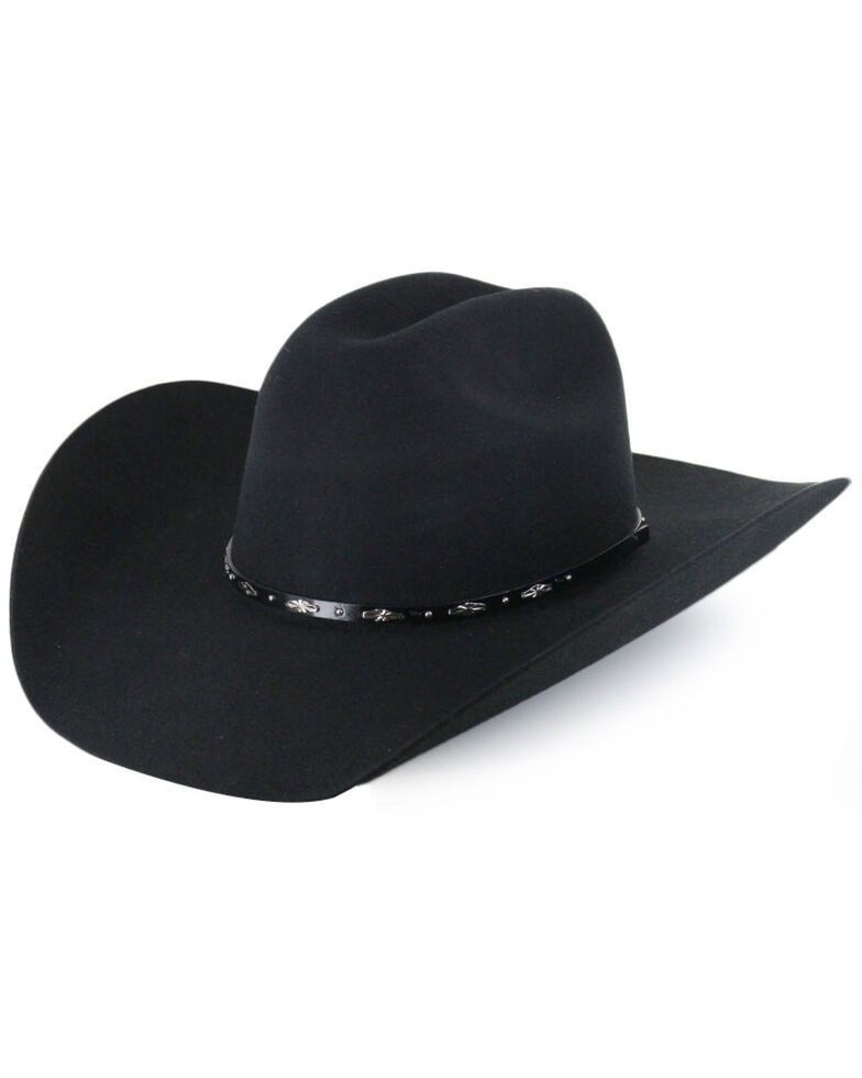 Cody James Men's Drifter 3X Rider Crown Wool Felt Cowboy Hat, Black, hi-res