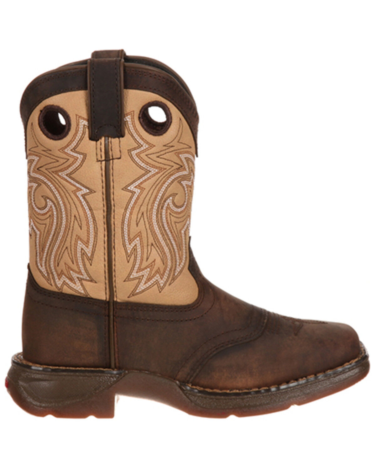 Image #2 - Durango Boys' Saddle Western Boots - Broad Square Toe, Brown, hi-res