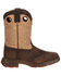 Image #2 - Durango Boys' Saddle Western Boots - Broad Square Toe, Brown, hi-res