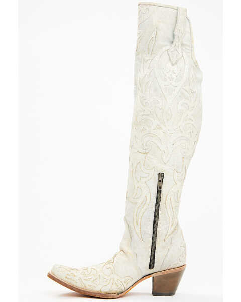 Image #3 - Corral Women's Glitter Overlay Tall Western Boots - Snip Toe, Beige/khaki, hi-res