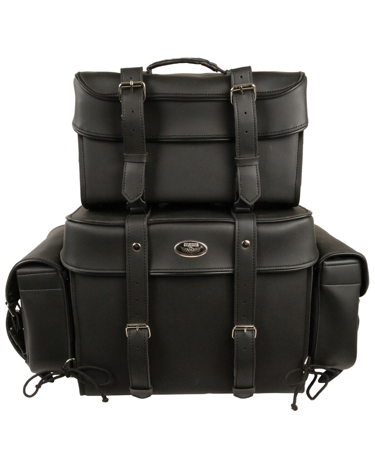 Image #3 - Milwaukee Leather Large Four Piece PVC Touring Pack With Barrel Bag, Black, hi-res