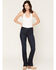 Image #1 - Haddad Women's Deep Ocean Dark Wash Venice 38" Bootcut Stretch Denim Jeans, Dark Wash, hi-res