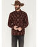 Image #1 - Moonshine Spirit&reg; Men's Burning Man Printed Long Sleeve Snap Western Print, Burgundy, hi-res