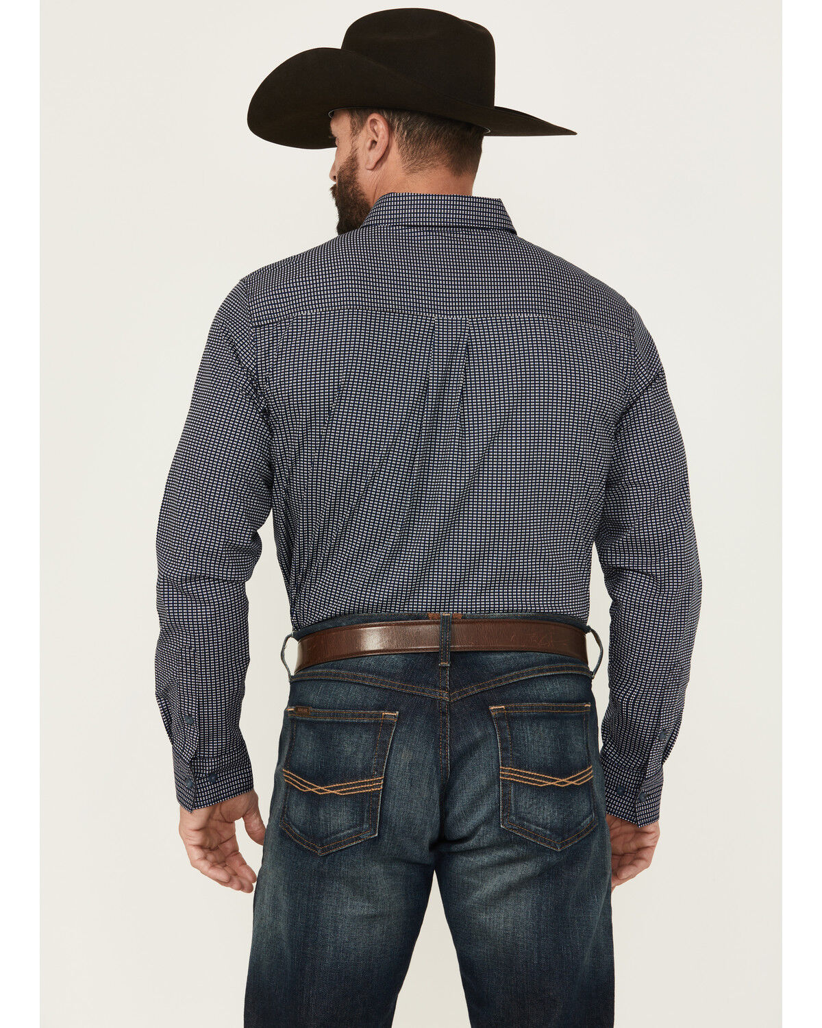 Image #4 - Cody James Men's Chris Geo Print Long Sleeve Button-Down Stretch Western Shirt, Dark Blue, hi-res