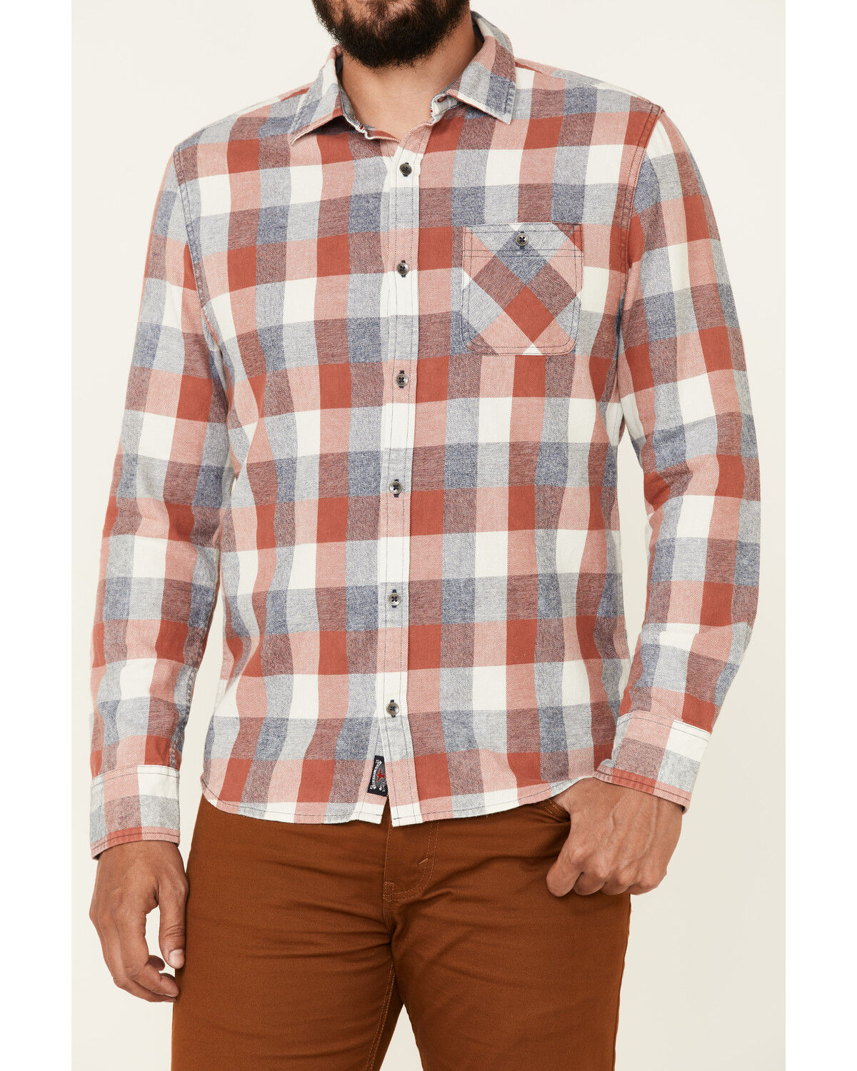 Image #3 - Flag & Anthem Men's Pagedale Vintage Wash Plaid Long Sleeve Button-Down Western Shirt, Rust Copper, hi-res