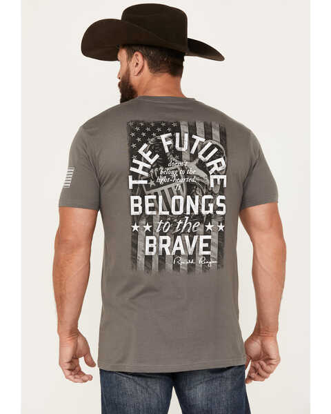 Image #1 - Buckwear Men's Belong To The Brave Short Sleeve Graphic T-Shirt, Charcoal, hi-res