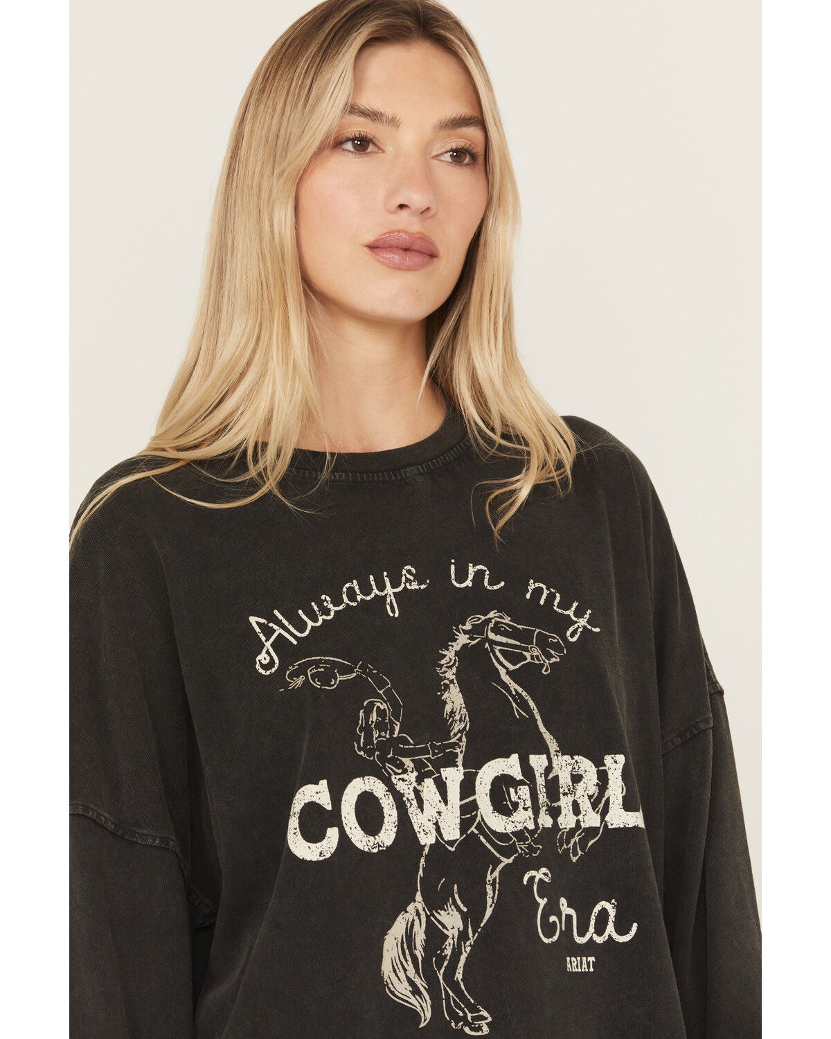 Image #2 - Ariat Women's Cowgirl Era Long Sleeve Graphic Tee, Black, hi-res