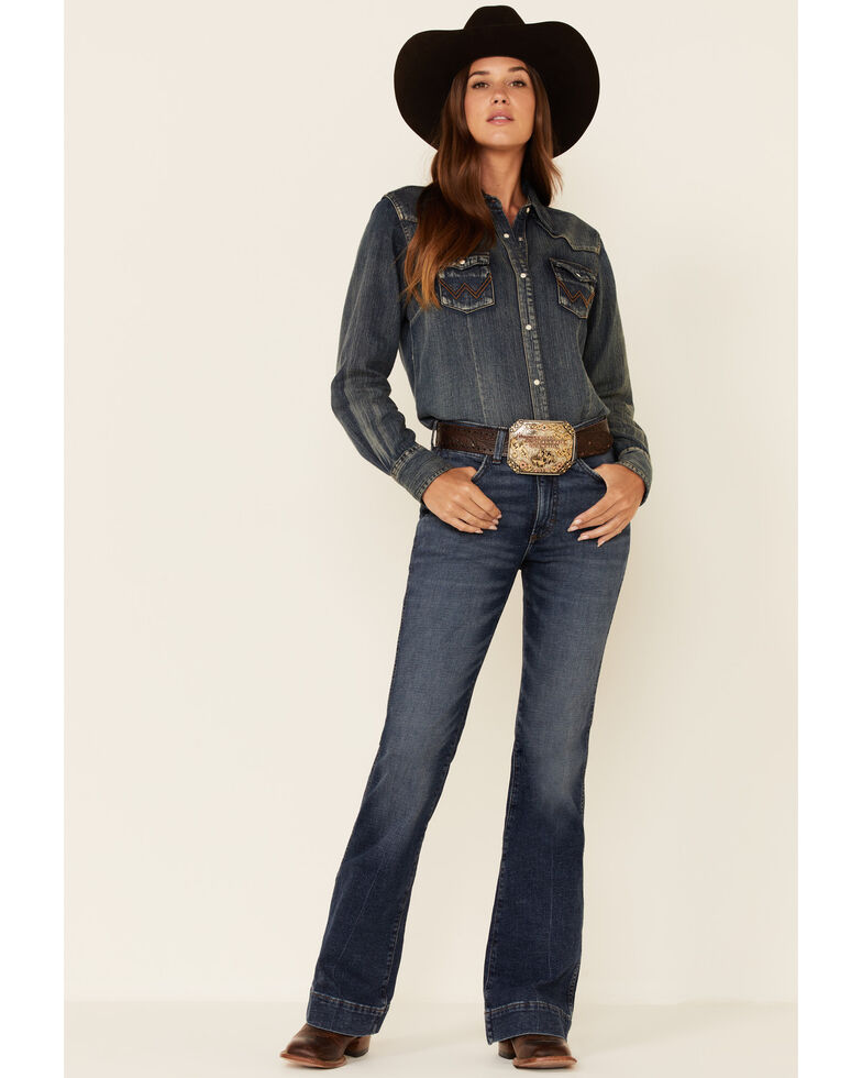 Wrangler Women's Sara Dark Wash High Rise Bootcut Jeans, Blue, hi-res