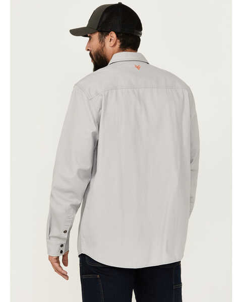 Image #4 - Hawx Men's All Out Woven Solid Long Sleeve Snap Work Shirt - Tall , Grey, hi-res
