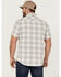 Image #4 - Flag & Anthem Men's Desert Son Woodland Vintage Large Plaid Print Short Sleeve Snap Western Shirt , Light Blue, hi-res