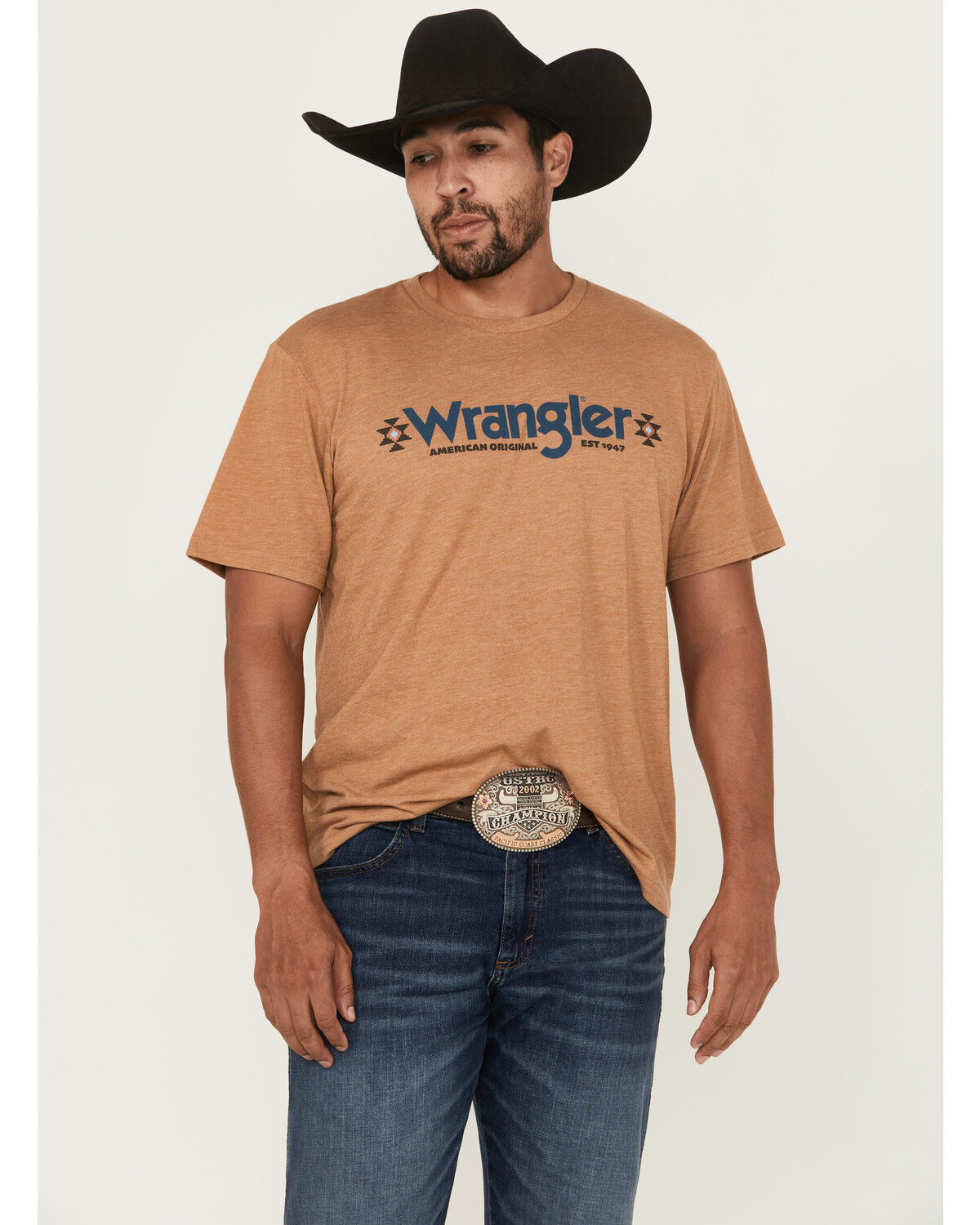 Image #1 - Wrangler Men's Logo Short Sleeve Graphic T-Shirt, Gold, hi-res