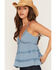 Image #2 - Angie Women's Swiss Dot Sleeveless Lace Trim Tiered Cami, Blue, hi-res
