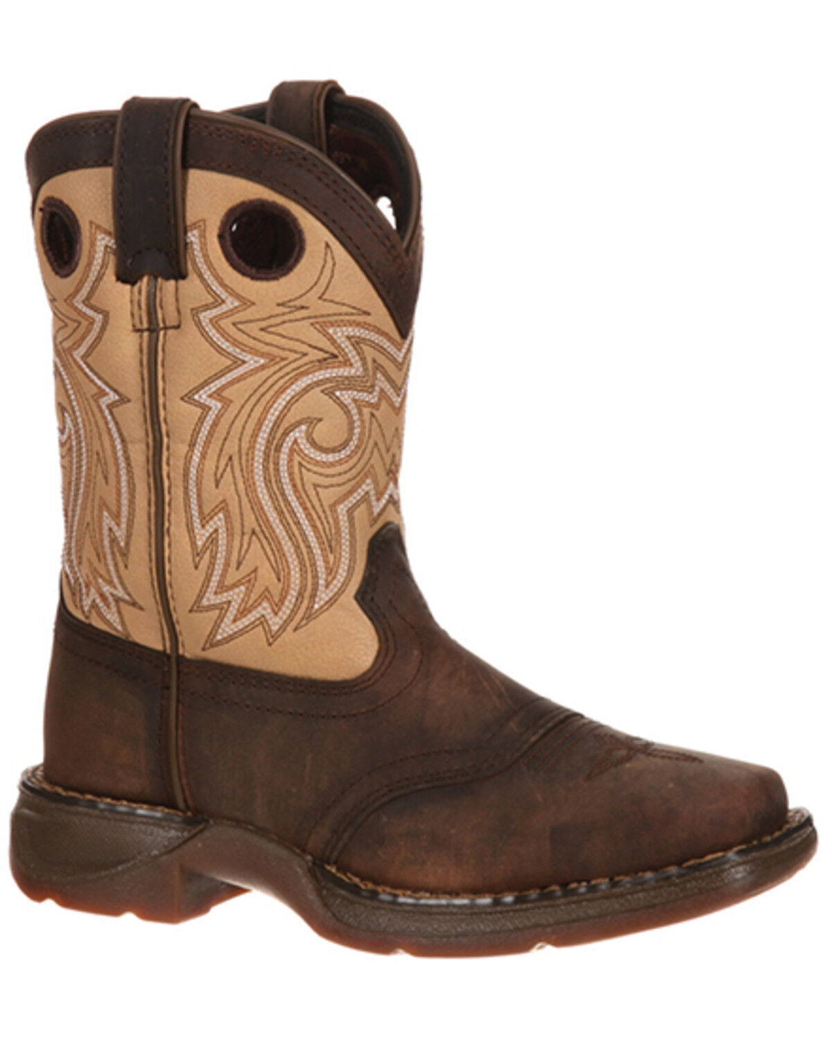 Image #1 - Durango Boys' Saddle Western Boots - Broad Square Toe, Brown, hi-res