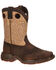 Image #1 - Durango Boys' Saddle Western Boots - Broad Square Toe, Brown, hi-res