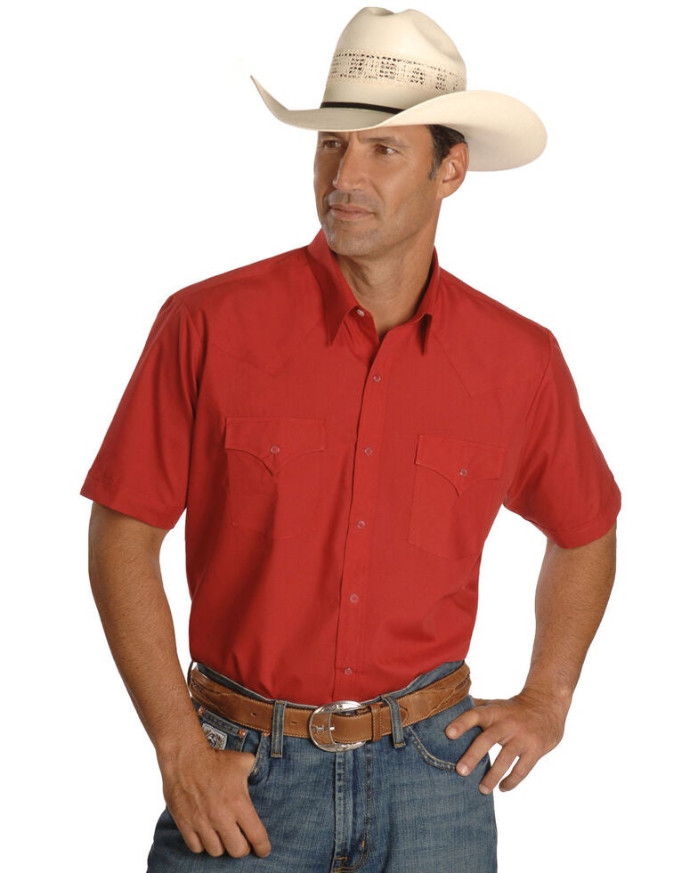 Ely Cattleman Men's Short Sleeve Solid Western Shirt Sheplers
