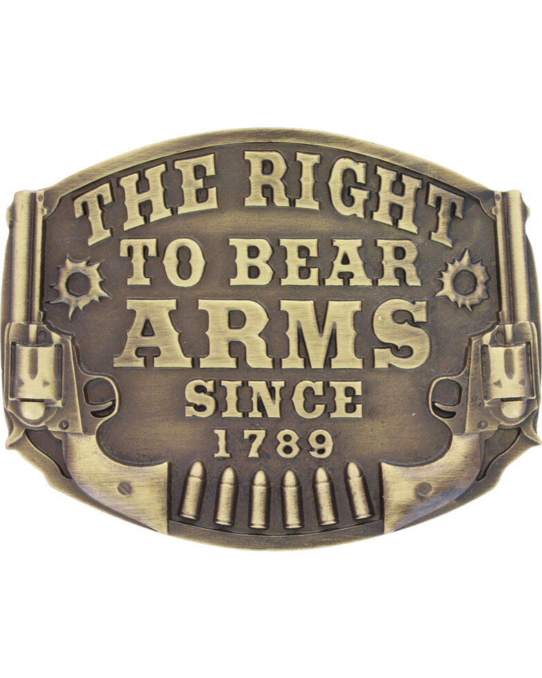 Montanan Silversmiths Bronze Right To Bear Arms Belt Buckle , Silver, hi-res