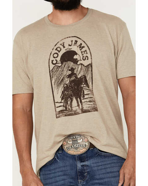Image #3 - Cody James Men's Cowboy Sketch Short Sleeve Graphic T-Shirt , Tan, hi-res