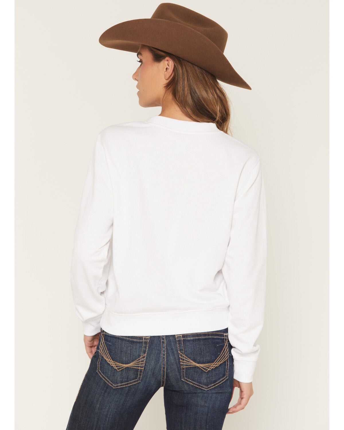 Image #4 - Ariat Women's Boot Barn Exclusive Logo Crew Neck Sweatshirt, White, hi-res