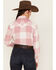 Image #4 - Wrangler Women's Buffalo Check Print Long Sleeve Western Flannel Pearl Snap Shirt, Blush, hi-res