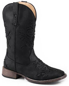 Roper Women's Kennedy Western Boots - Square Toe, Black, hi-res