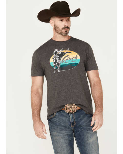 Image #1 - Cinch Men's Cowboy Short Sleeve Graphic T-Shirt, Charcoal, hi-res