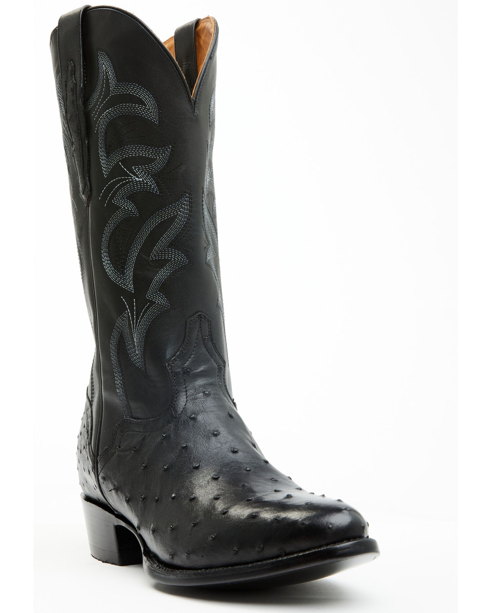 Mens ostrich boots round toe sales