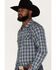 Image #2 - Cody James Men's Lingo Plaid Print Long Sleeve Snap Western Shirt, Navy, hi-res