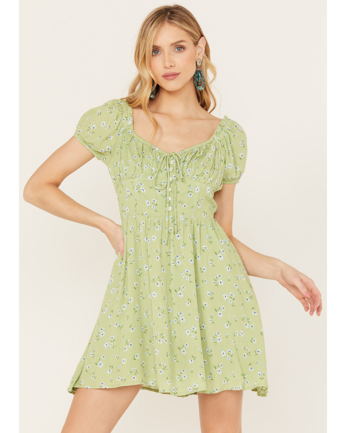 Image #1 - Sadie & Sage Women's California Girl Mini Dress, Sage, hi-res