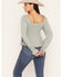 Image #4 - Wonderwest Women's Long Sleeve Lace Trim Button-Front Top, Blue, hi-res
