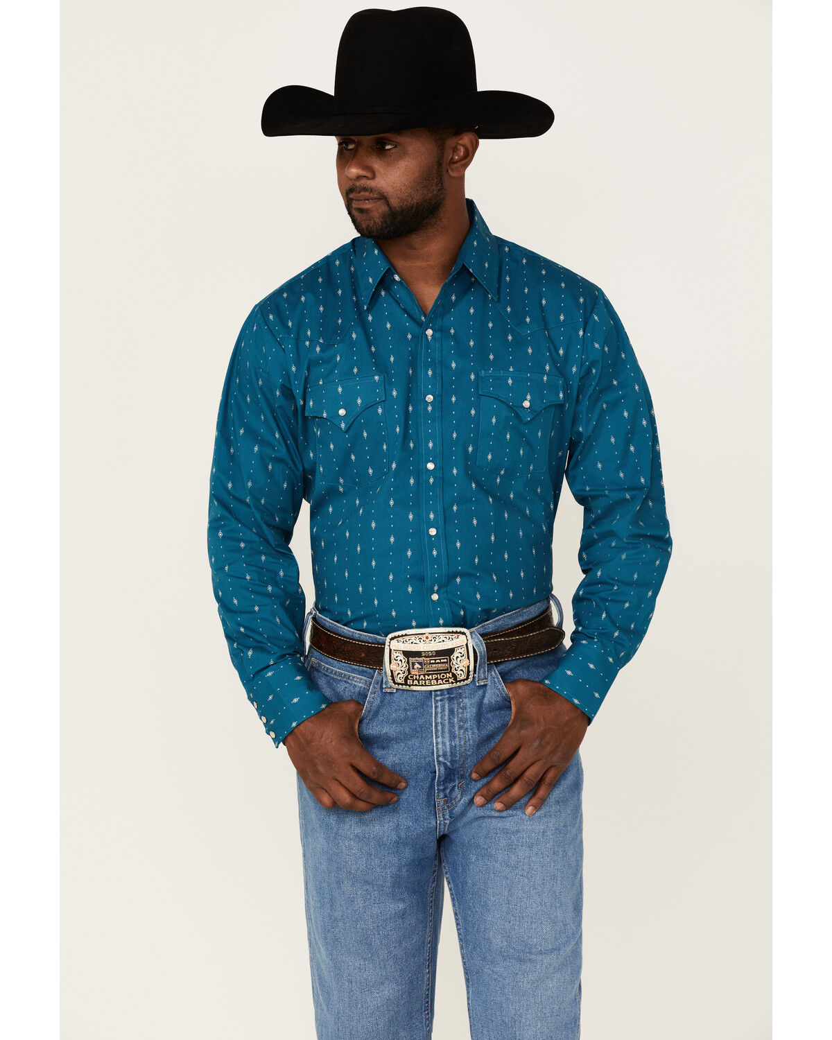 ELY CATTLEMAN Mens Long Sleeve Tone on Tone Western Shirt