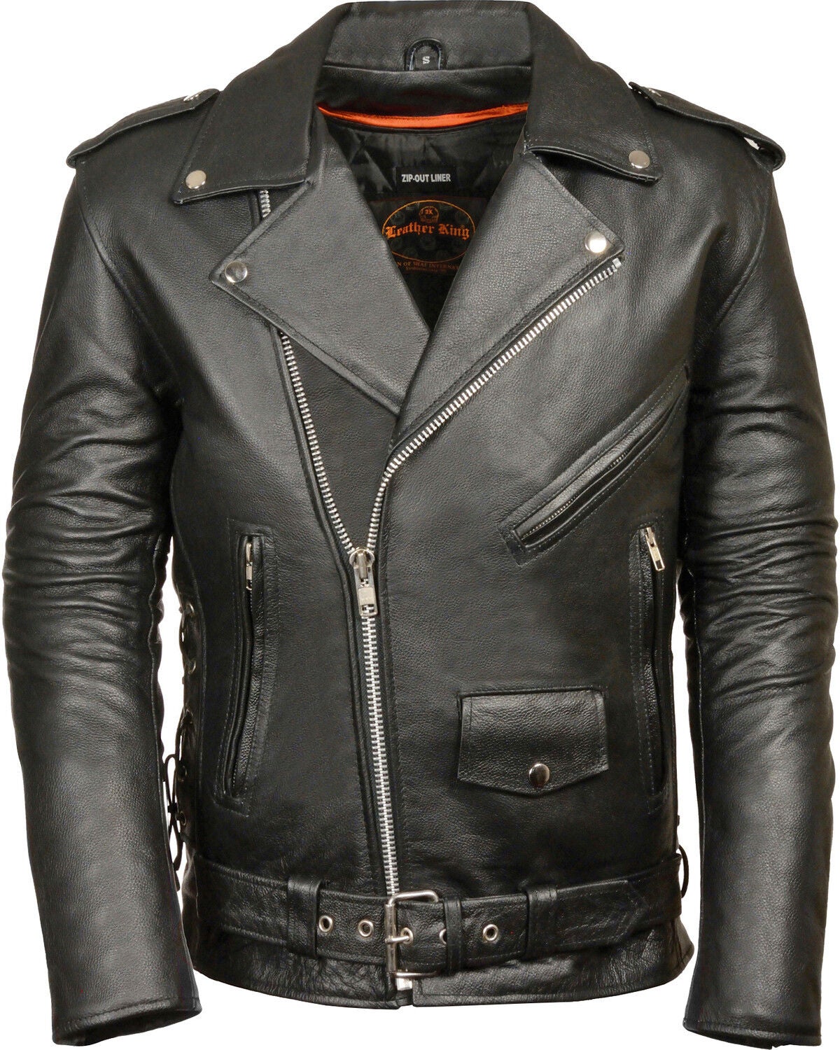 Milwaukee Leather Men's Classic Side Lace Police Style Motorcycle Jacket - Tall - 3XT, Black, hi-res