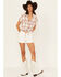 Image #3 - Miss Me Women's Mid Rise Wing Pocket Stretch Denim Shorts , White, hi-res
