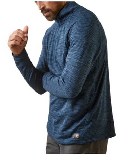 Image #1 - Ariat Men's Rebar Gridwork Baselayer 1/4 Zip Long Sleeve T-Shirt, Blue, hi-res