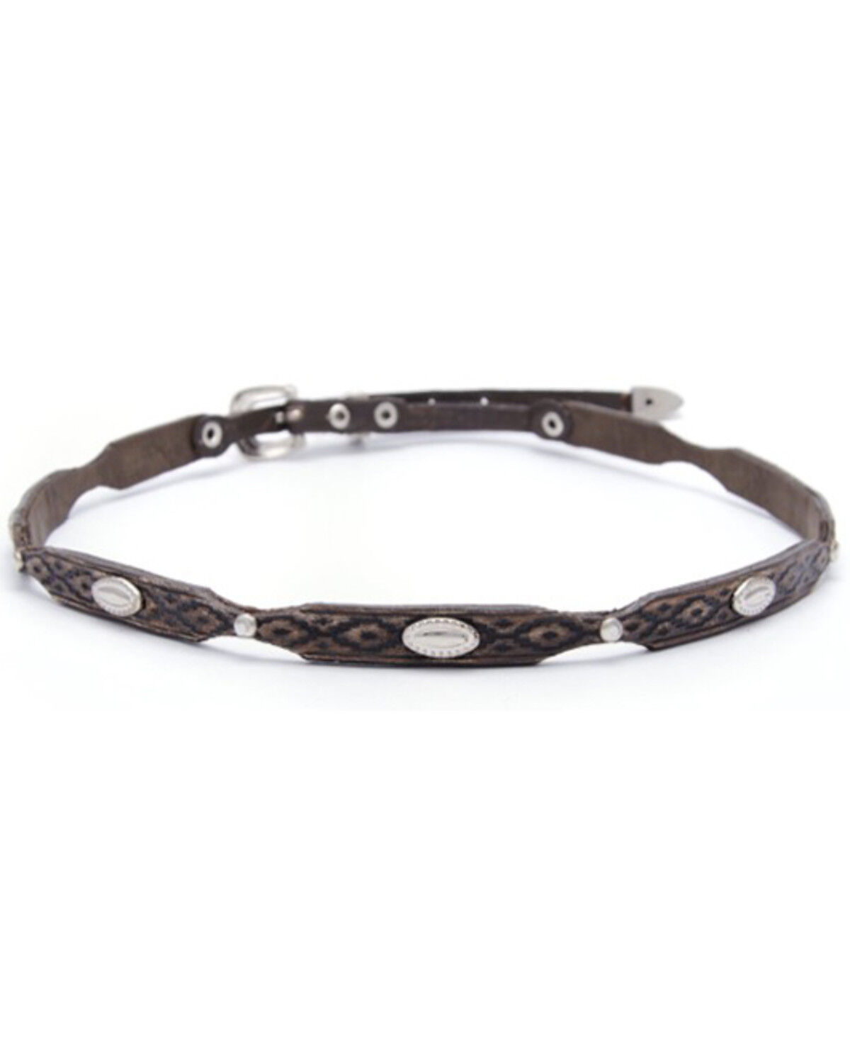Image #1 - Phunky Horse Studded Southwestern Embossed Hat Band, Brown, hi-res