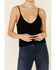 Image #3 - Mystree Women's Sweater-Knit Lace-Up Cami, Black, hi-res