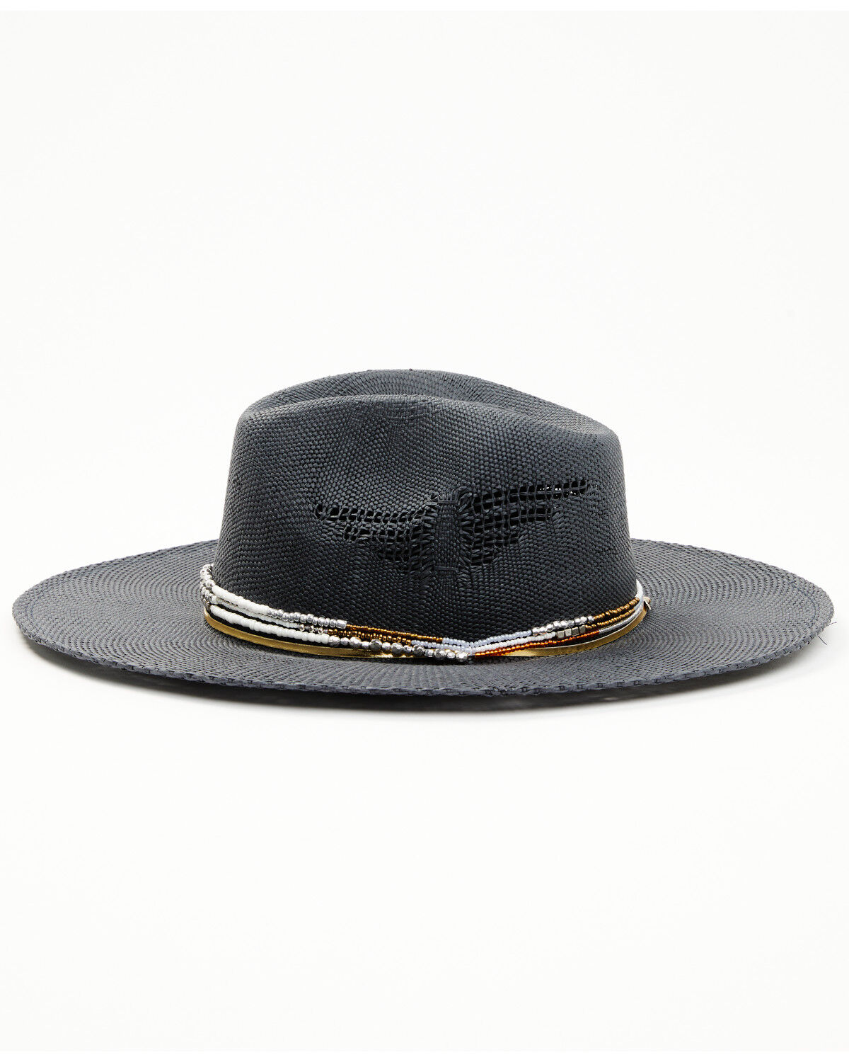 Image #3 - Shyanne Women's Andalusian Straw Western Fashion Hat, Navy, hi-res
