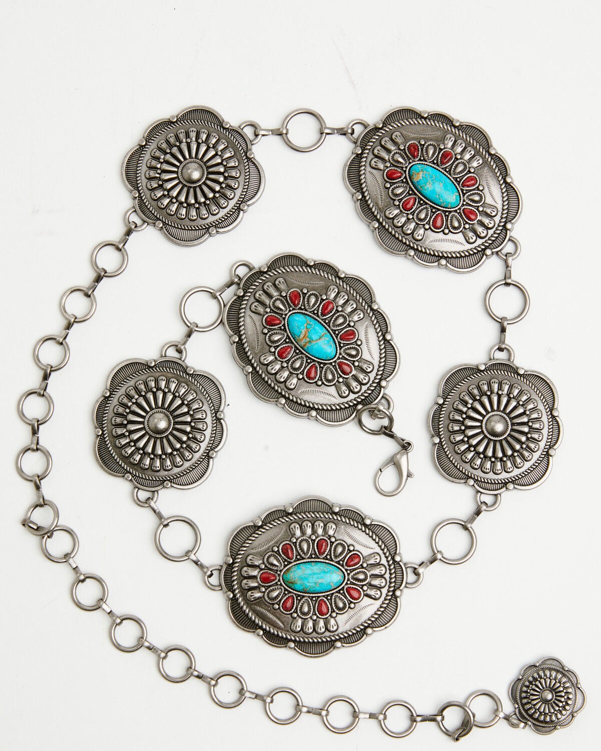 Image #2 - Shyanne Women's Elsa Concho Chain Belt, Silver, hi-res