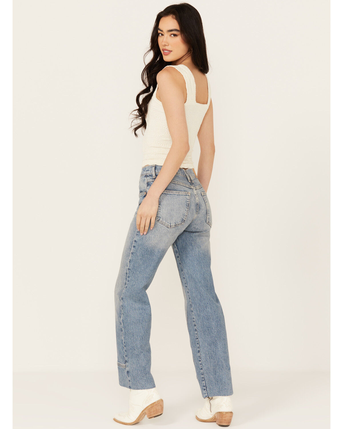 Image #3 - Free People Women's Risk Taker Straight Stretch Denim Jeans, Light Wash, hi-res