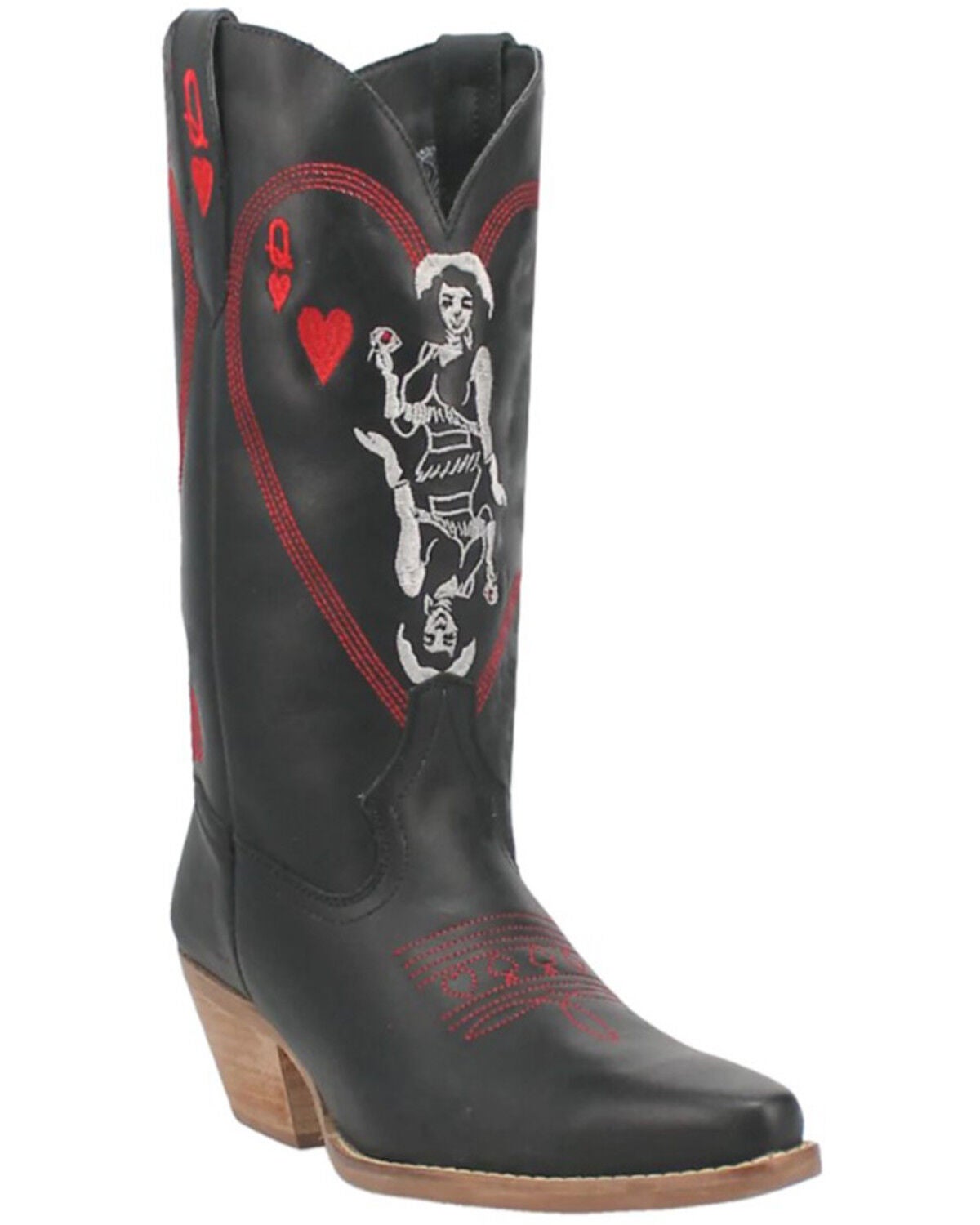 Dingo Women's Queen A Hearts Western Boots - Snip Toe, Black, hi-res