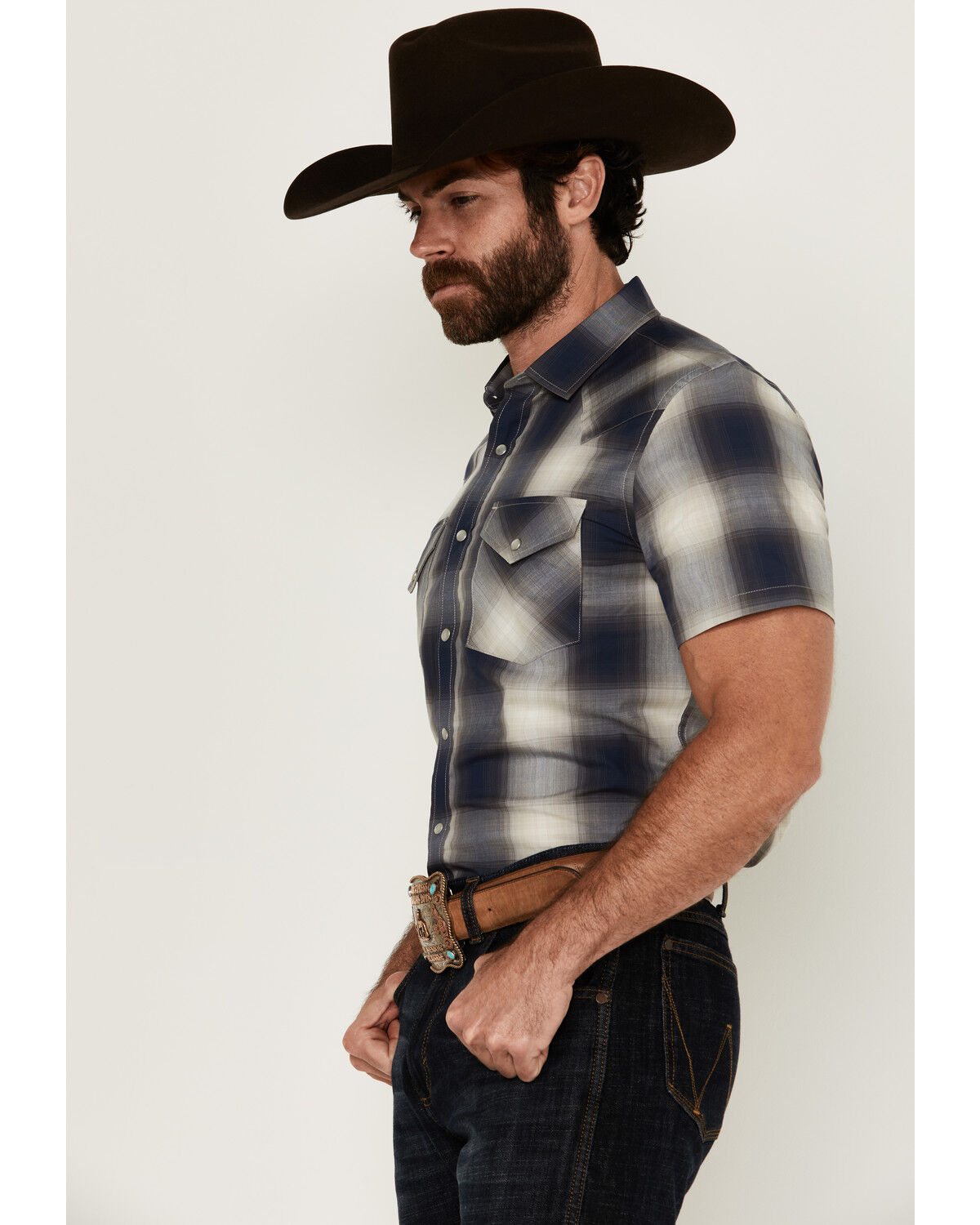 Image #2 - Pendleton Men's Frontier Plaid Print Short Sleeve Pearl Snap Western Shirt, , hi-res