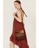 Shyanne Women's Patchwork Fringe Hair-On & Tooled Crossbody Purse, Lt Brown, hi-res