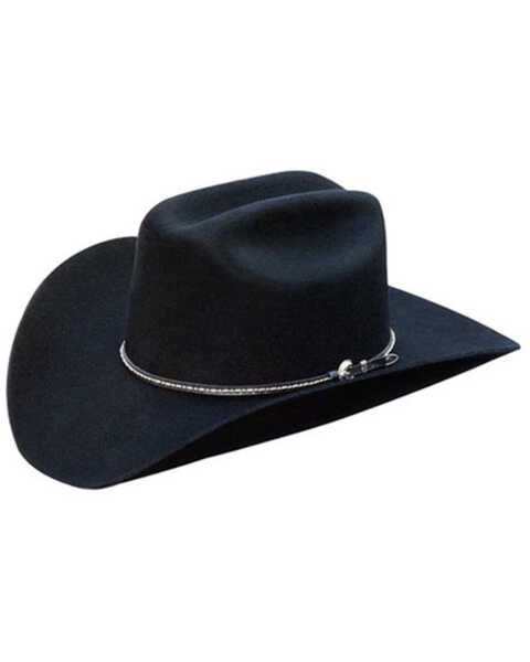 Silverado Men's Black Bart Satin Lined Wool Felt Western Hat , Black, hi-res