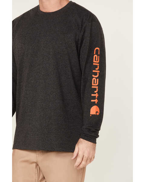 Image #3 - Carhartt Men's Loose Fit Heavyweight Long Sleeve Logo Graphic Work T-Shirt, Heather Grey, hi-res