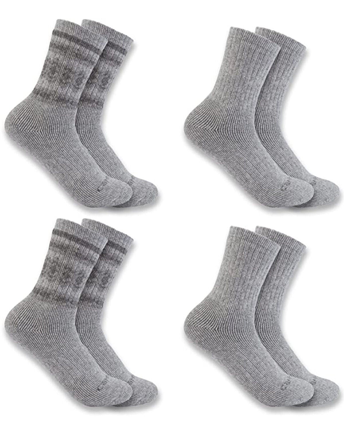 Carhartt Women's Gray 4-pack Heavyweight Synthetic-Wool Blend Crew Socks, Grey, hi-res