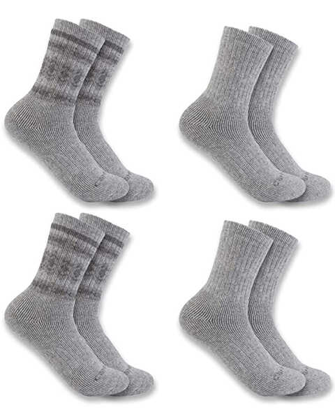 Image #1 - Carhartt Women's Gray 4-pack Heavyweight Synthetic-Wool Blend Crew Socks, Grey, hi-res