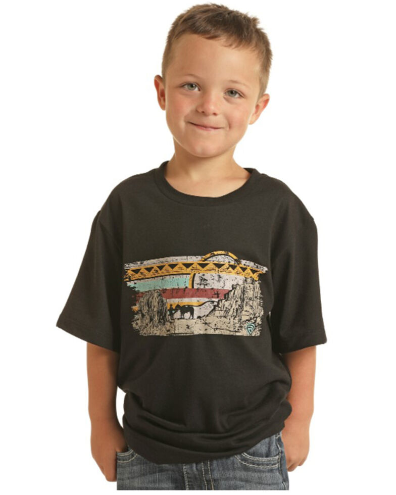 Panhandle Boys' Desert Scene Graphic T-Shirt, Black, hi-res